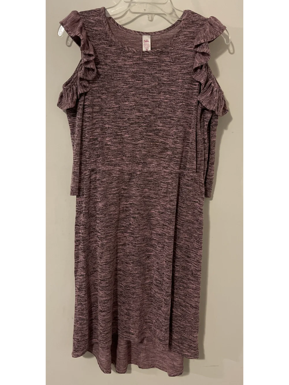 Justice Girls Size 16 Pink Midi Style Cold-Shoulder Ruffle Dress! A253